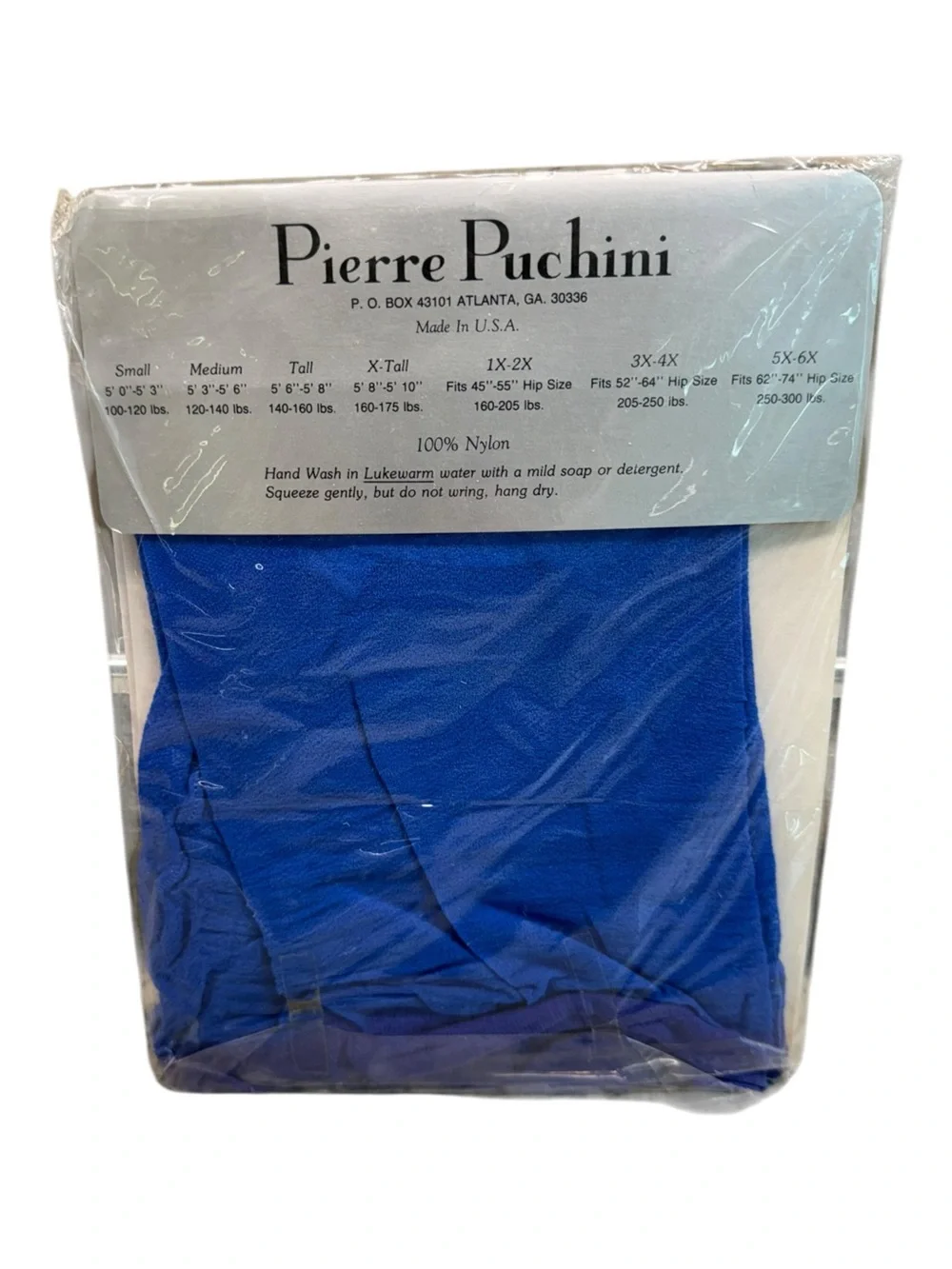 Vintage Pierre Puchini Super Sheer Pantyhose 100% Nylon Royal Blue Medium